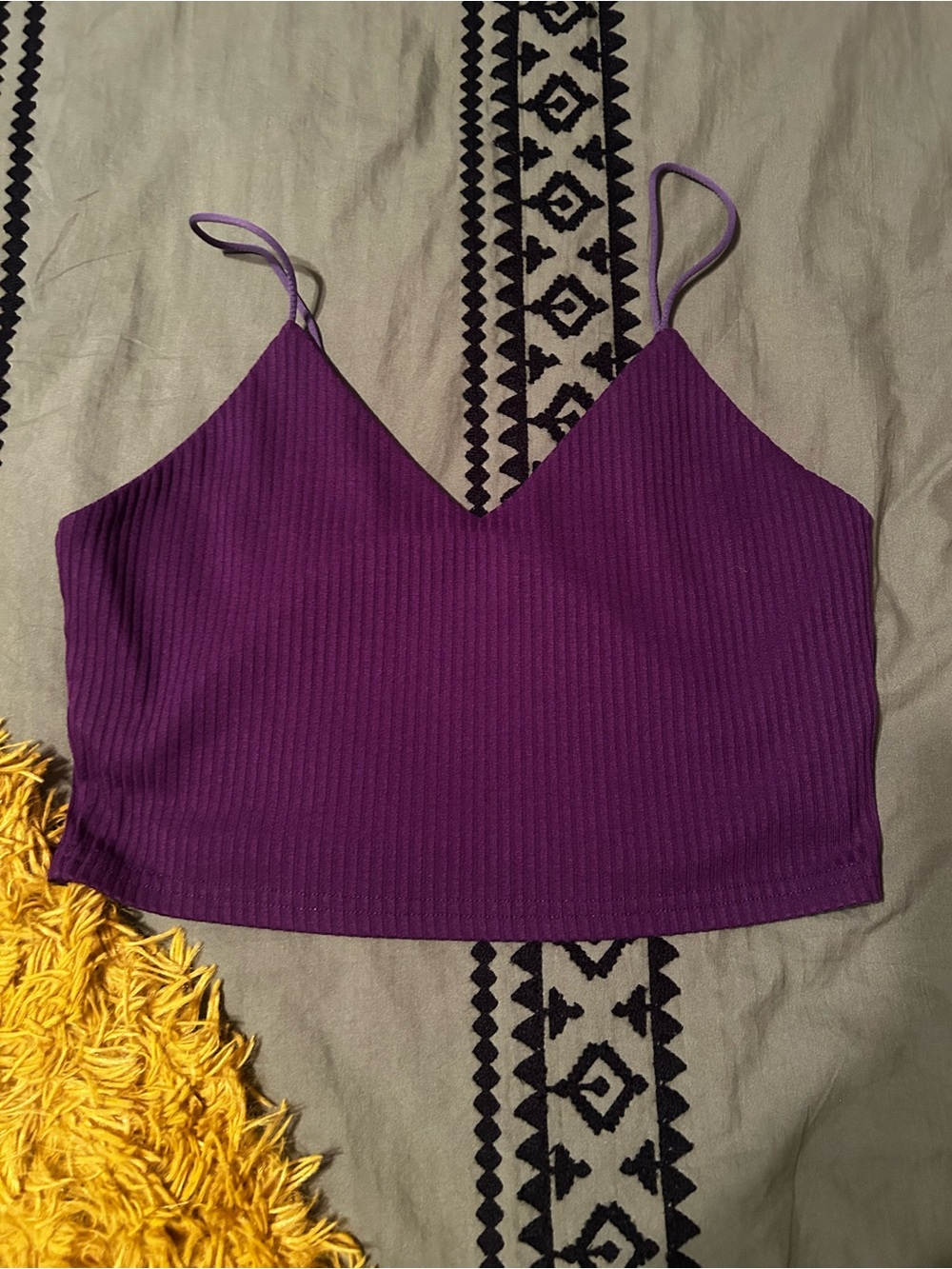 Purple Ribbed V-Neck Cami Tank Top